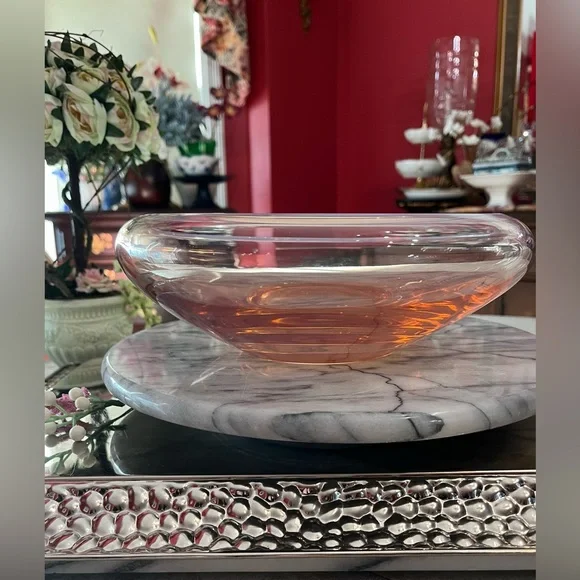 FOSTORIA SEASCAPE OPALESCENT PINK Floating Bowl 8½” to 10½” Rim 1959-70